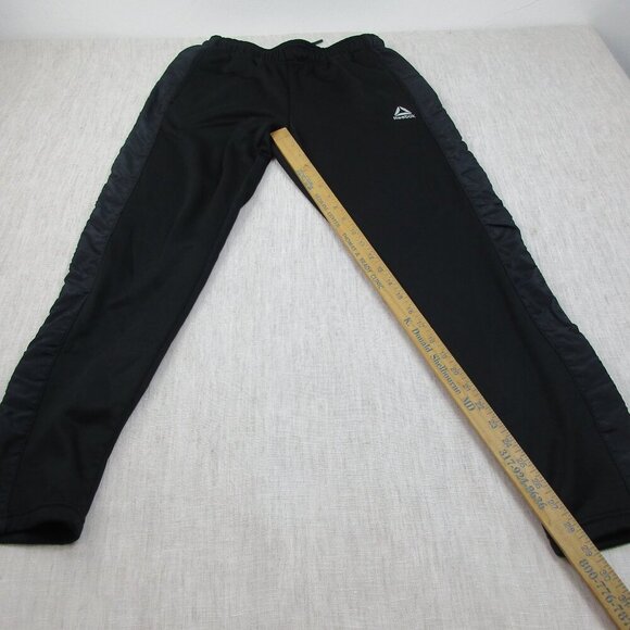 Reebok Sweatpants Mens Medium Black Pockets Fleece Lined Ankle Zip Drawstring - Picture 6 of 9